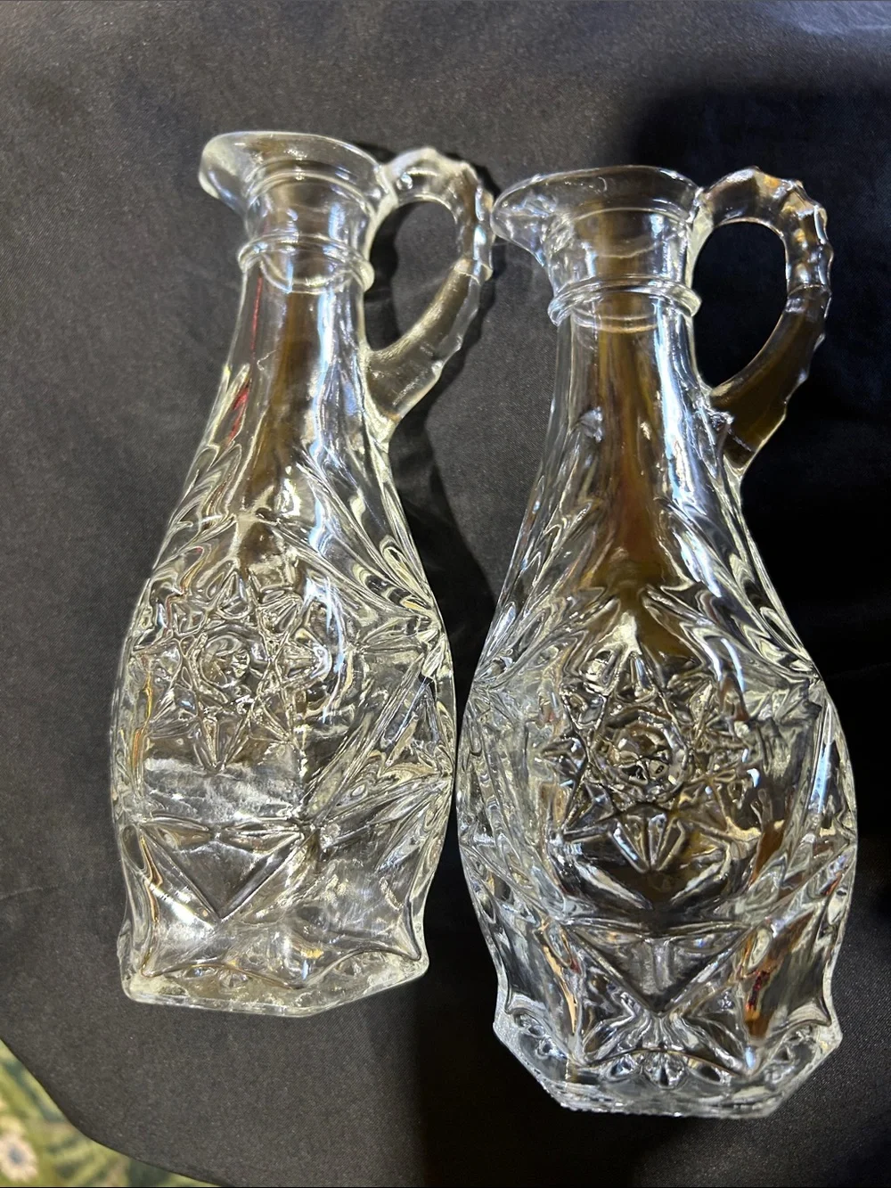 Clear Glass Decorative Pitcher with Sculpted Handle - Brand Unspecified